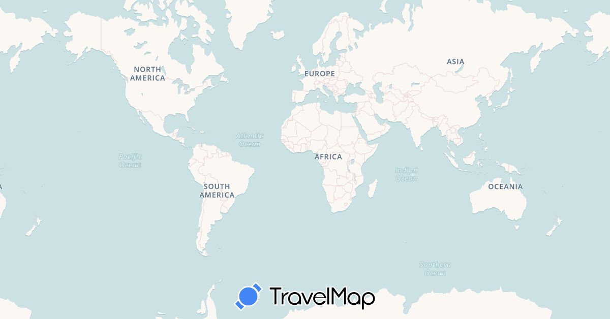 TravelMap itinerary: driving, bus, plane, cycling, train, hiking, boat, À la nage in Canada, France, Morocco, Mauritius, Mexico, Réunion, Senegal, Thailand, United States (Africa, Asia, Europe, North America)